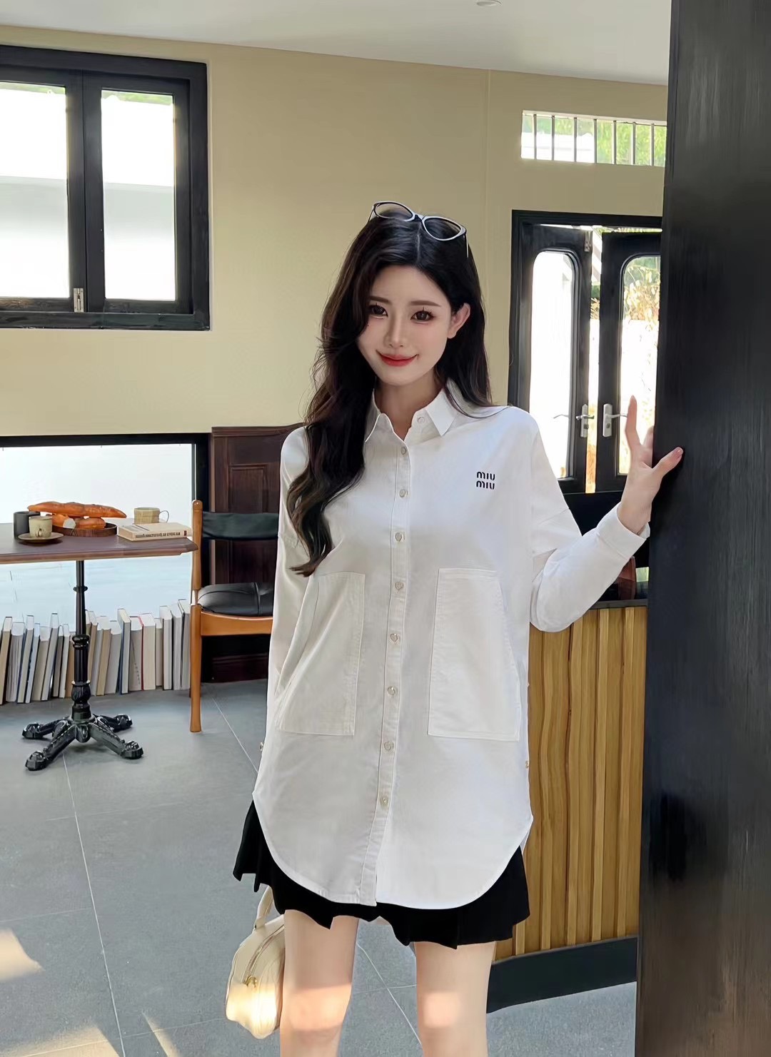 Miu Miu Embroidered Oxford Cotton Long Shirt Dress 6 i1692877165 2665 5