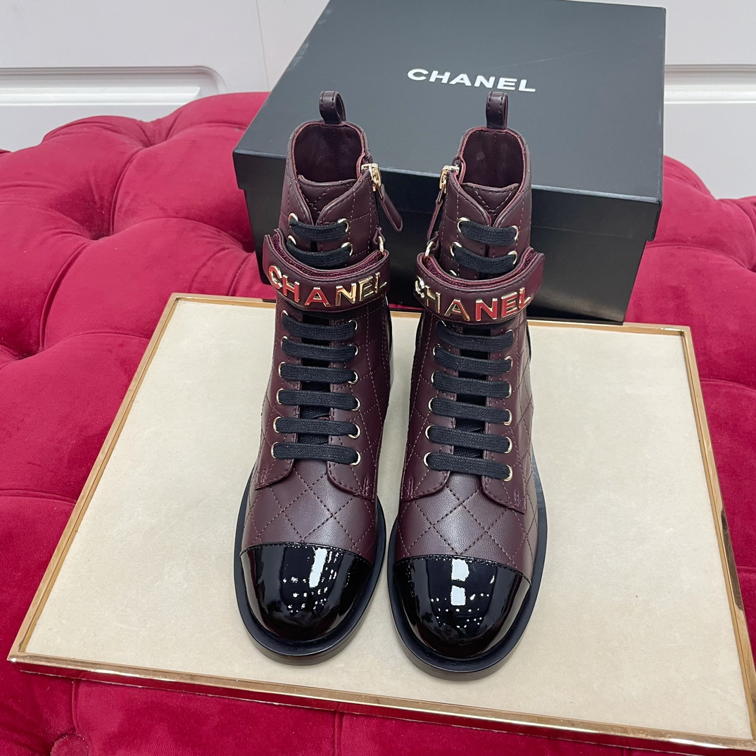 Chanel Martin Boots Cowhide Genuine Leather TPU Fall/Winter Collection Fashion Chains
