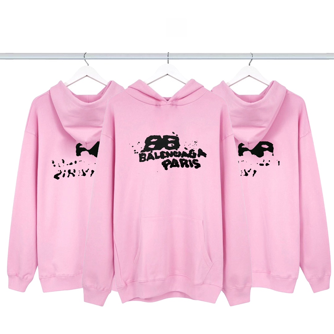 Balenciaga Clothing Hoodies for sale cheap now
 Doodle Pink Printing Cotton Hooded Top