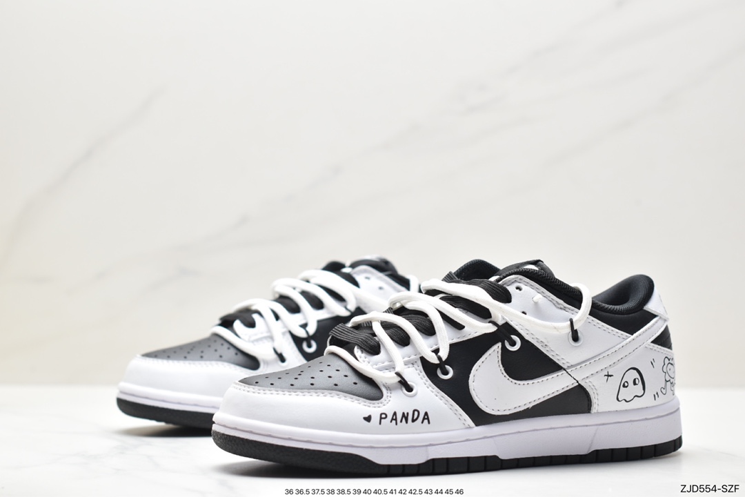 Nike SB Dunk Low ”White/Black” Dunk series low-top casual sports skateboard shoes ”White, black and light blue graffiti rope” DD1391-100