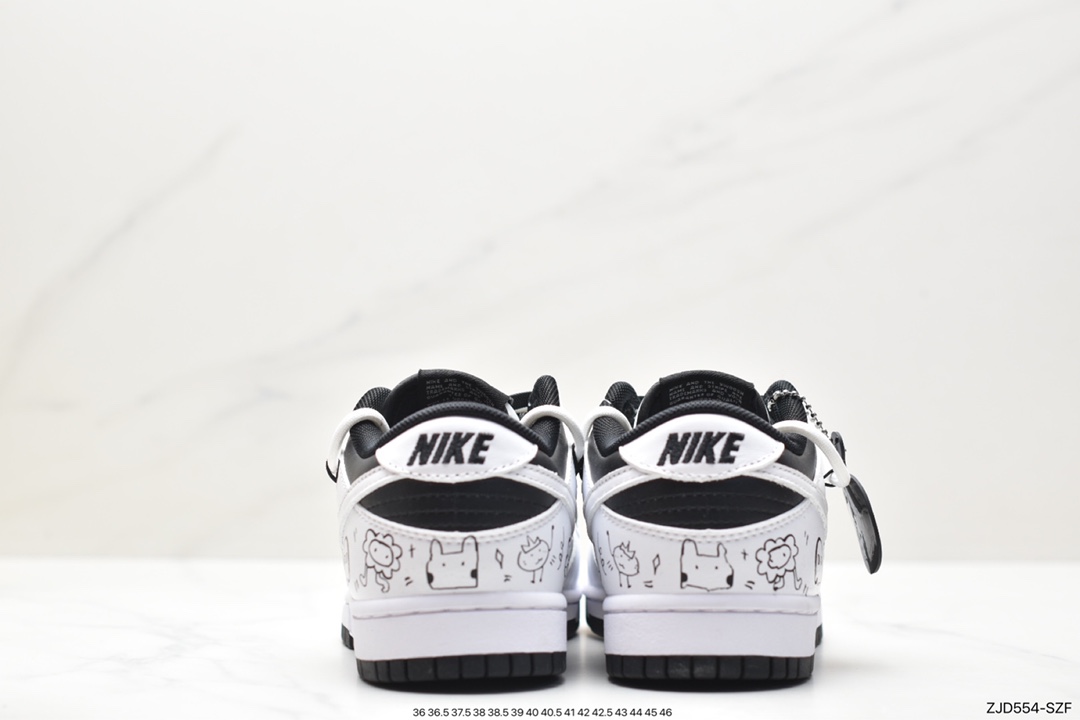 Nike SB Dunk Low ”White/Black” Dunk series low-top casual sports skateboard shoes ”White, black and light blue graffiti rope” DD1391-100