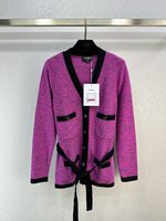 Chanel Clothing Cardigans Knit Sweater Purple Knitting Casual