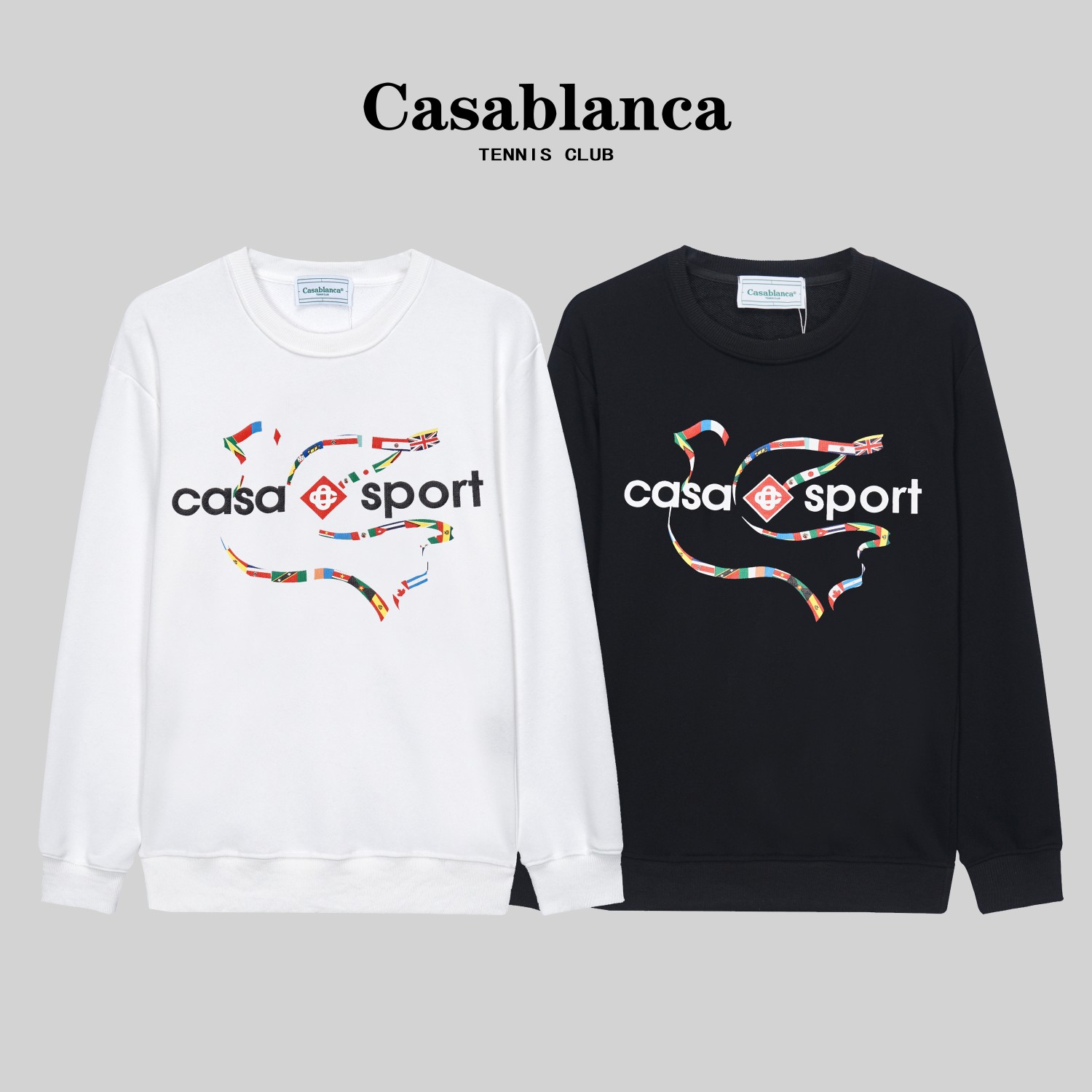 C553 # Casablanca*Nueva sudadera con cuello redondo de Casablanca 2023 otoño/invierno, con 320 g de algodón puro de tej…