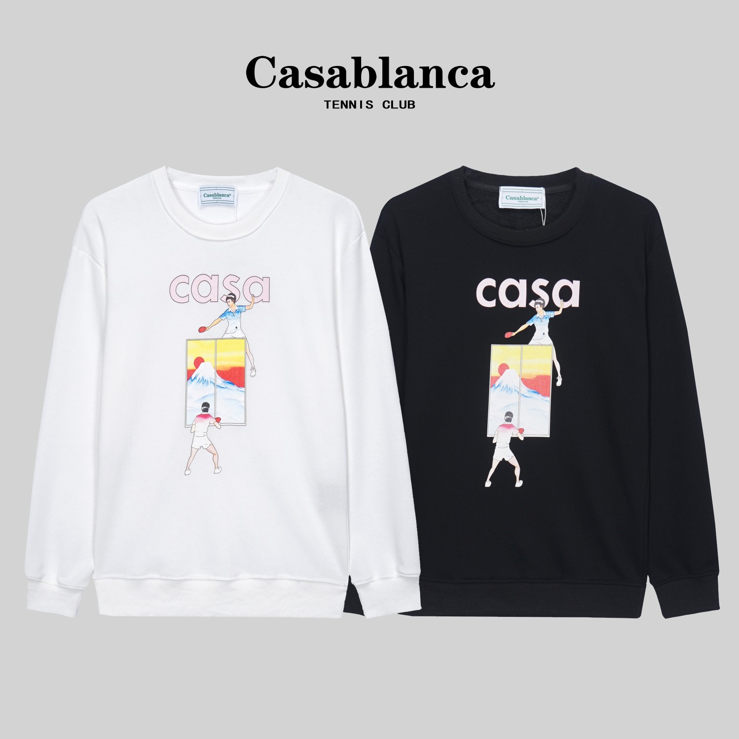 C555 # Casablanca*Nueva sudadera con cuello redondo de Casablanca 2023 otoño/invierno, con 320 g de algodón p…