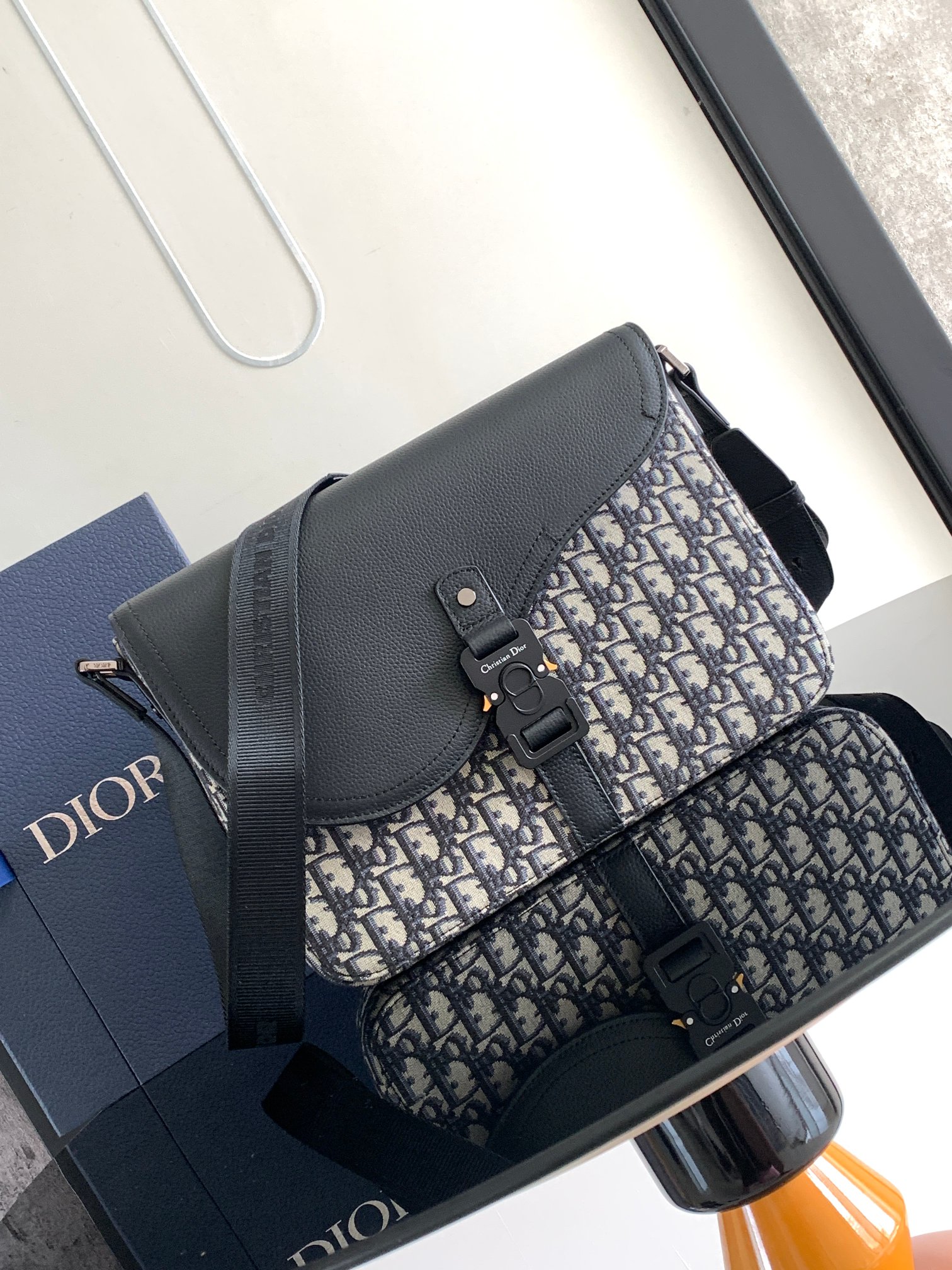 Dior Luxury
 Messenger Bags Replica 2023 Perfect Beige Black Printing Cowhide Oblique