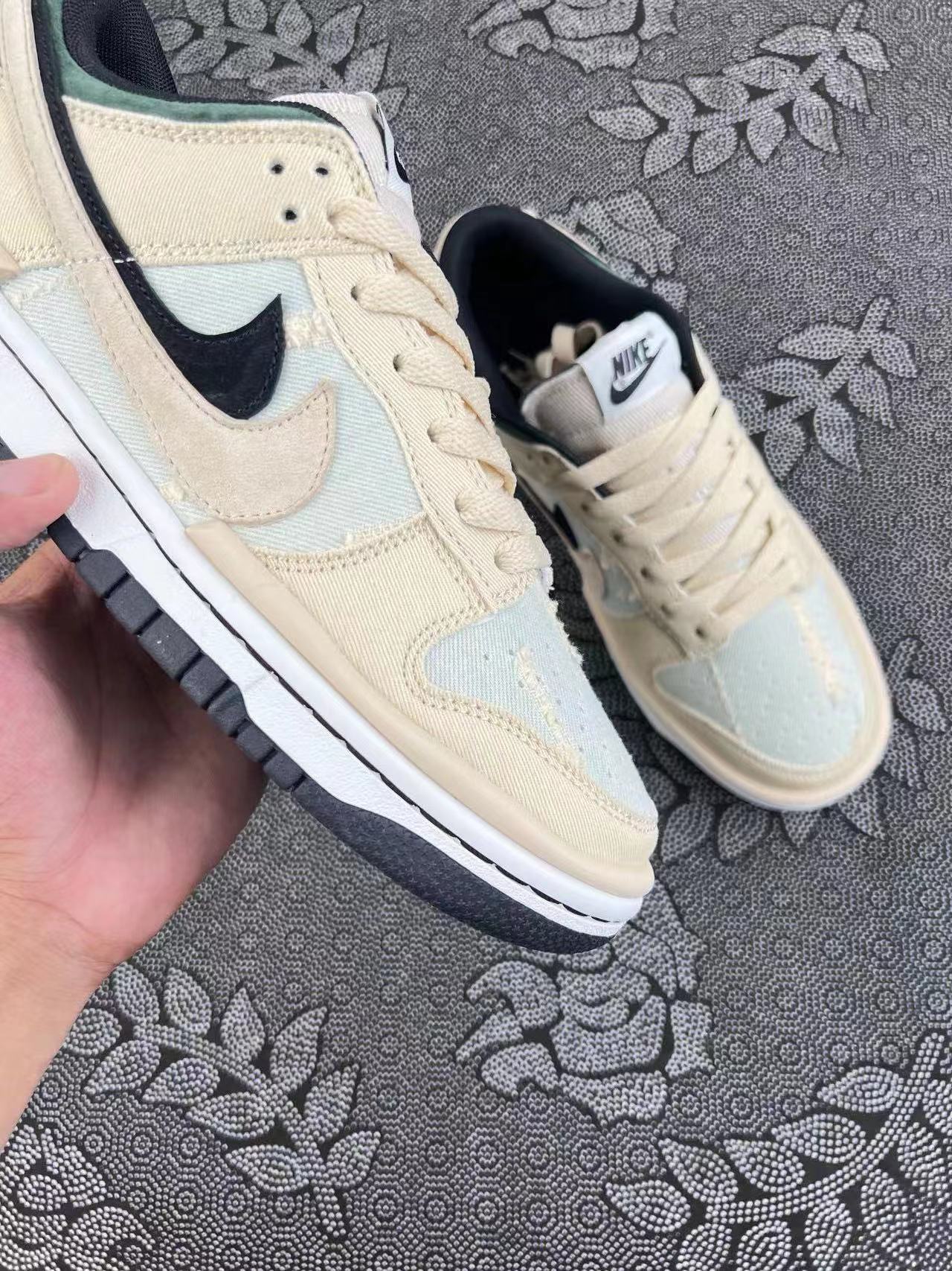 ? 正品定制Nike Dunk Low米灰绿配色 双钩系列 麂皮配色 ?