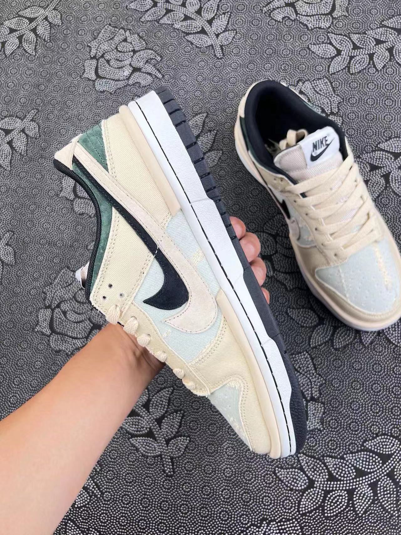 ? 正品定制Nike Dunk Low米灰绿配色 双钩系列 麂皮配色 ?