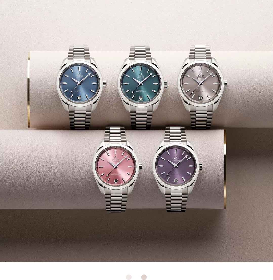 NO:142939,Fashionable quartz women's model [Omega] Seamaster Series Aqua Terra Shades watch 34mm Master Chronometer Watch Shows the wearer's personality and style in different colors. Sea blue, light green, light gray, magic powder, lavender purple, polished and painted, presents the brilliance of sun rays, delicate and high-end, exuding a unique light color charm. All-steel shell cover, double-sided true-transmissive film sapphire glass, imported quartz movement. Size [34mm*8mm] watch perfect interpretation of the heart, omega19860909时尚石英女款【欧米茄】海马系列Aqua Terra Shades腕表34毫米 至臻天文台表 以不同色彩展现佩戴者的个性与风格.海蓝色、淡绿色、浅灰色、魔幻粉、薰衣草紫色,经过打磨和漆面处理,呈现出太阳射线的光彩,细腻又高级,散发独特的浅彩色魅力.全钢壳套,双面真透膜蓝宝石玻璃,进口石英机芯.尺寸【34mm*8mm】表表心意完美演绎,,omega,Watch