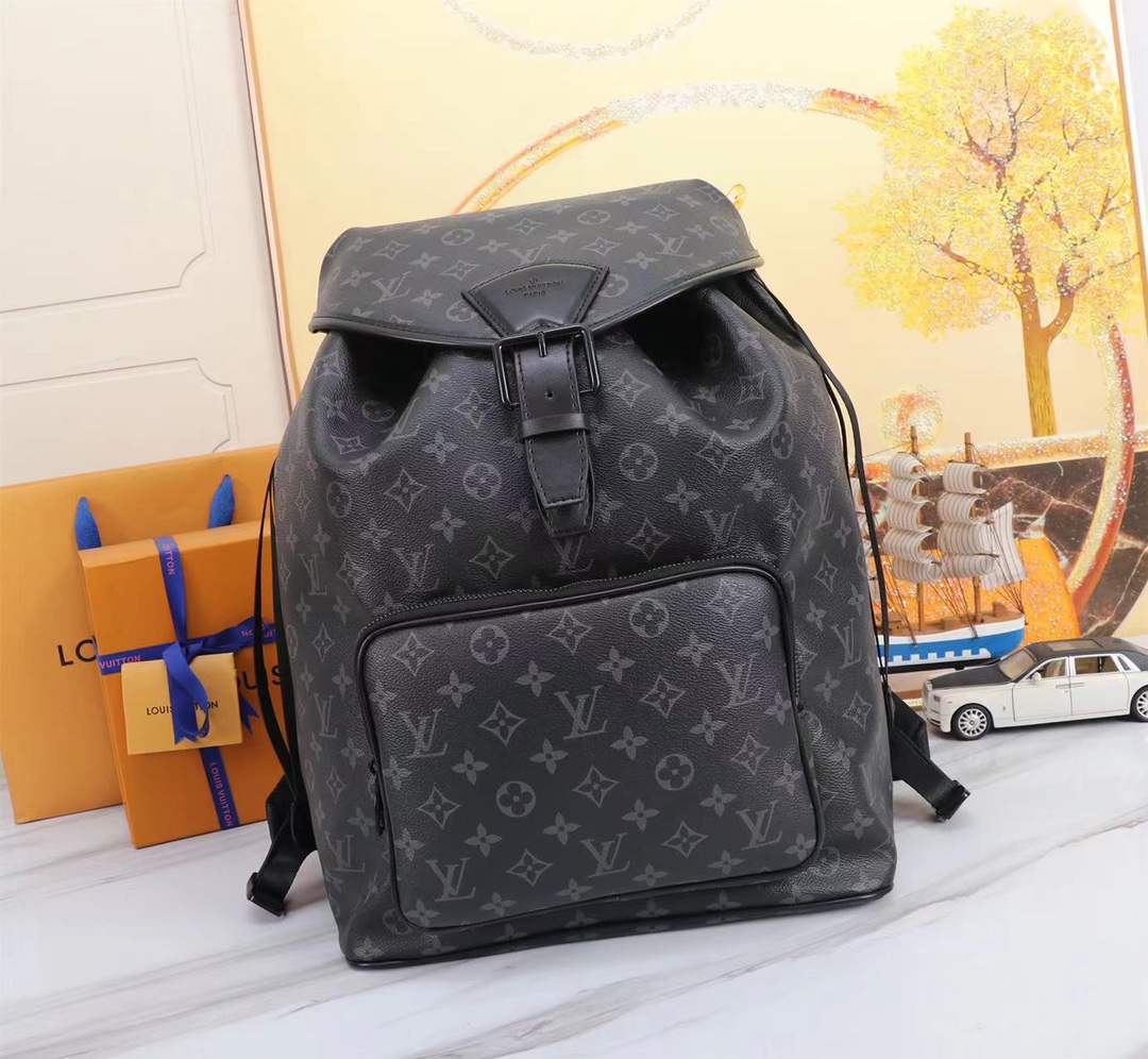Louis Vuitton LV Montsouris Bags Backpack Black Monogram Eclipse M23127