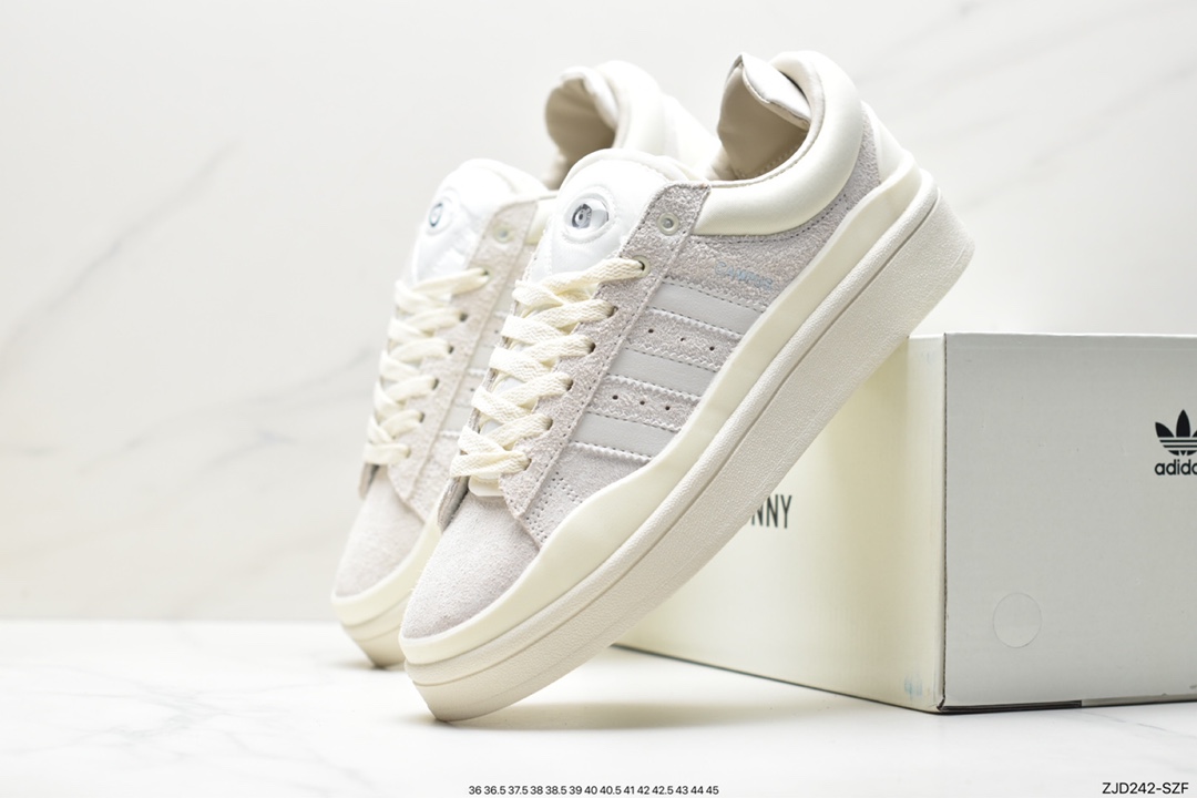 Original box Bad Bunny x adidas originals Campus Bad Bunny white casual sports sneakers FZ5823