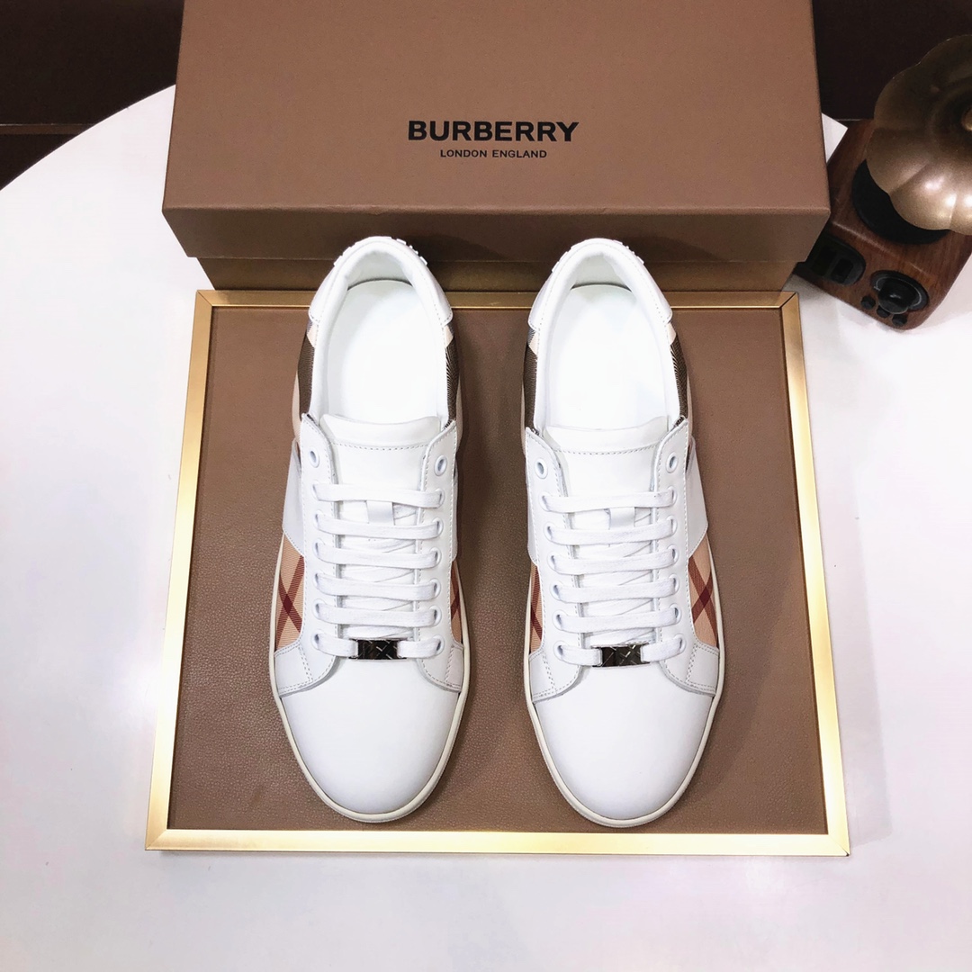 Factory lote [burberry Burberry] clásico lowtop entrenadores importados de piel de vaca con tela esc