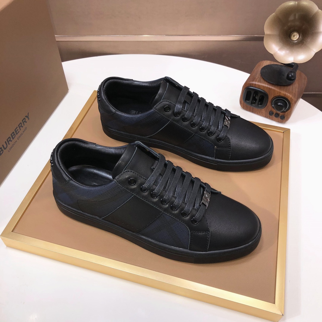 Factory lote [burberry Burberry] clásico lowtop entrenadores importados de piel de vaca con tela esc
