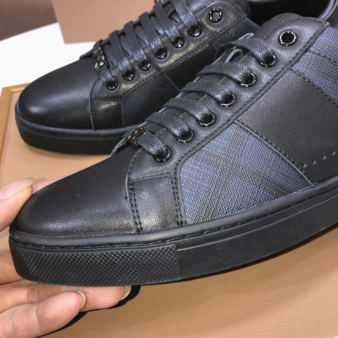 Factory lote [burberry Burberry] clásico lowtop entrenadores importados de piel de vaca con tela esc