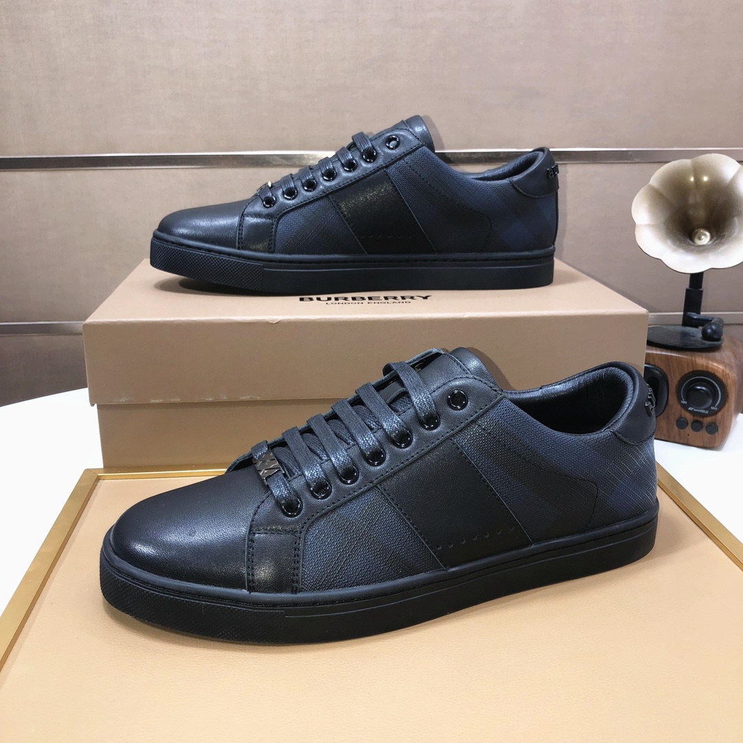Factory lote [burberry Burberry] clásico lowtop entrenadores importados de piel de vaca con tela esc