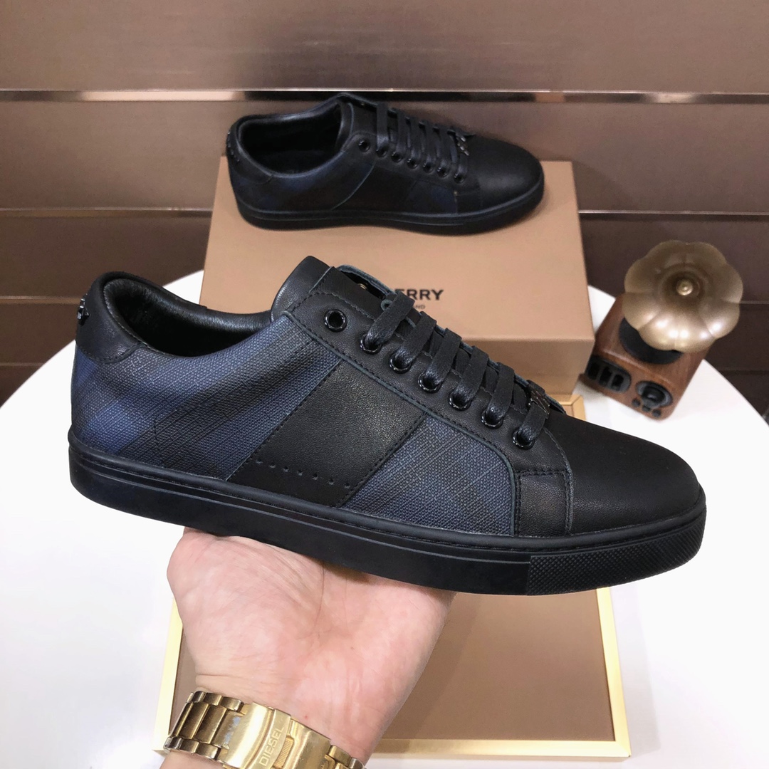 Factory lote [burberry Burberry] clásico lowtop entrenadores importados de piel de vaca con tela esc