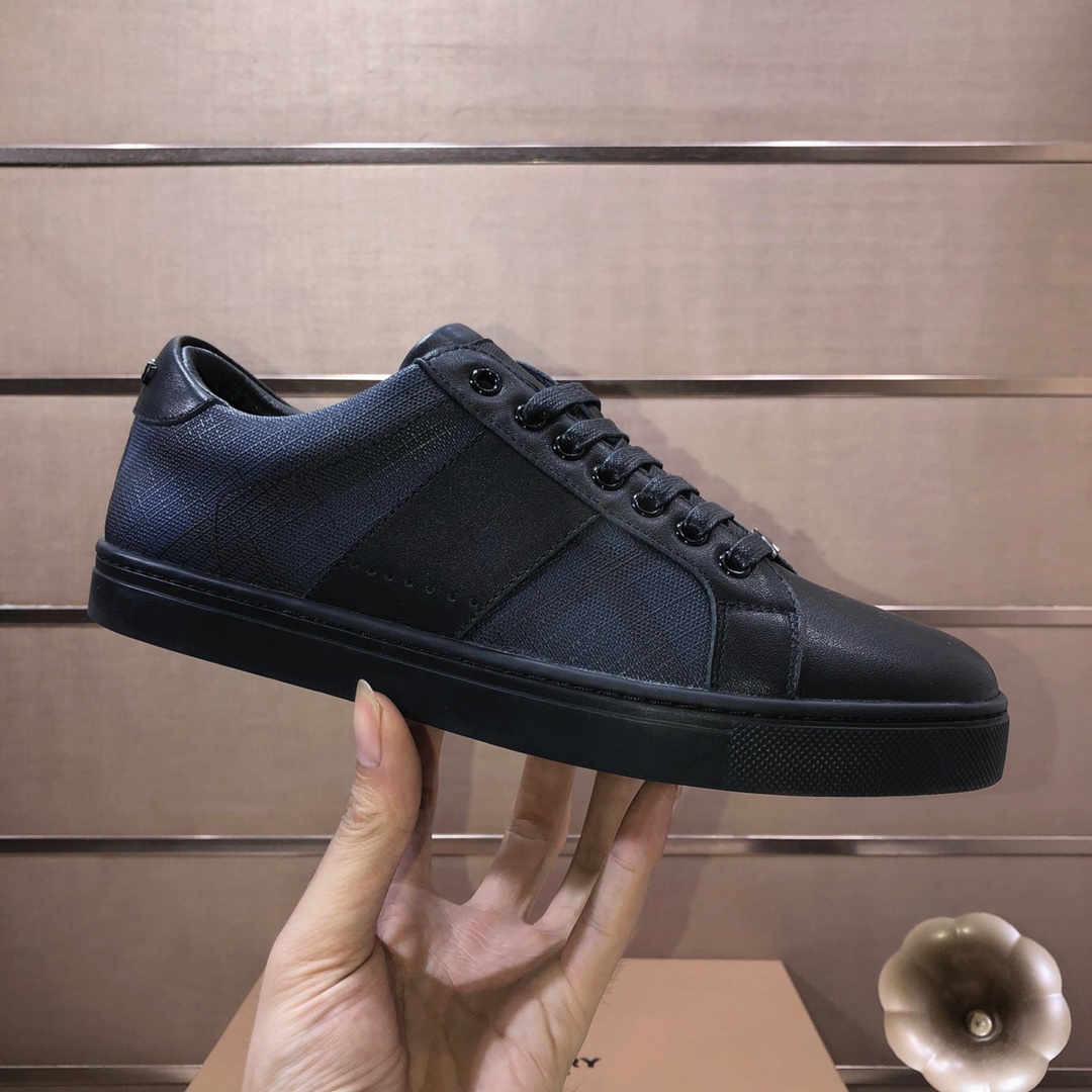 Factory lote [burberry Burberry] clásico lowtop entrenadores importados de piel de vaca con tela esc