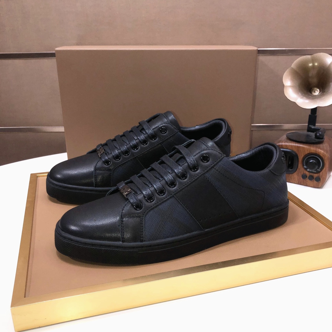 Factory lote [burberry Burberry] clásico lowtop entrenadores importados de piel de vaca con tela esc
