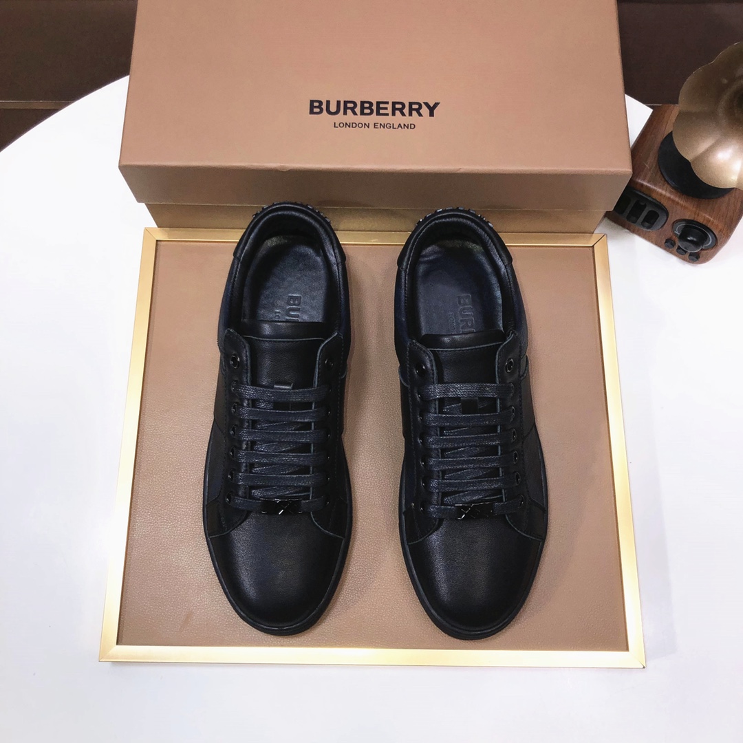 Factory lote [burberry Burberry] clásico lowtop entrenadores importados de piel de vaca con tela esc