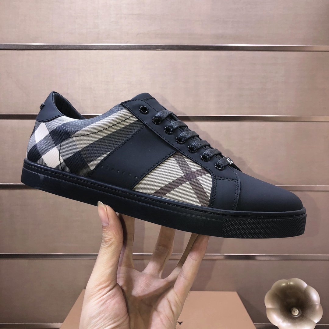 Factory lote [burberry Burberry] clásico lowtop entrenadores importados de piel de vaca con tela esc