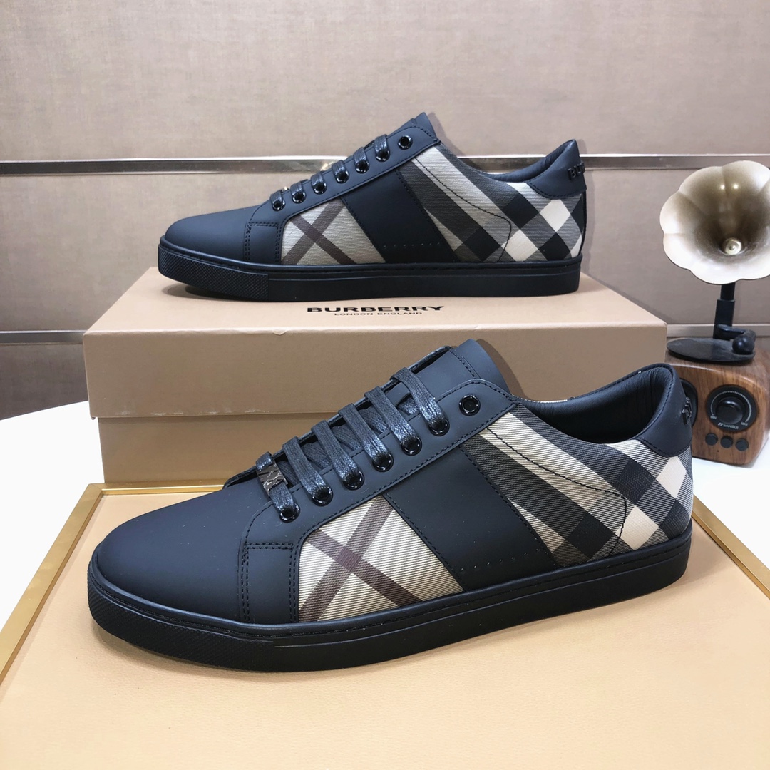 Factory lote [burberry Burberry] clásico lowtop entrenadores importados de piel de vaca con tela esc