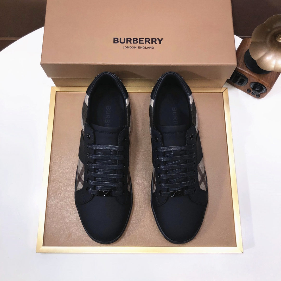 Factory lote [burberry Burberry] clásico lowtop entrenadores importados de piel de vaca con tela esc