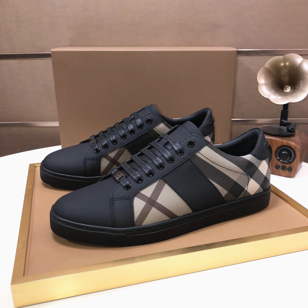 Factory lote [burberry Burberry] clásico lowtop entrenadores importados de piel de vaca con tela esc
