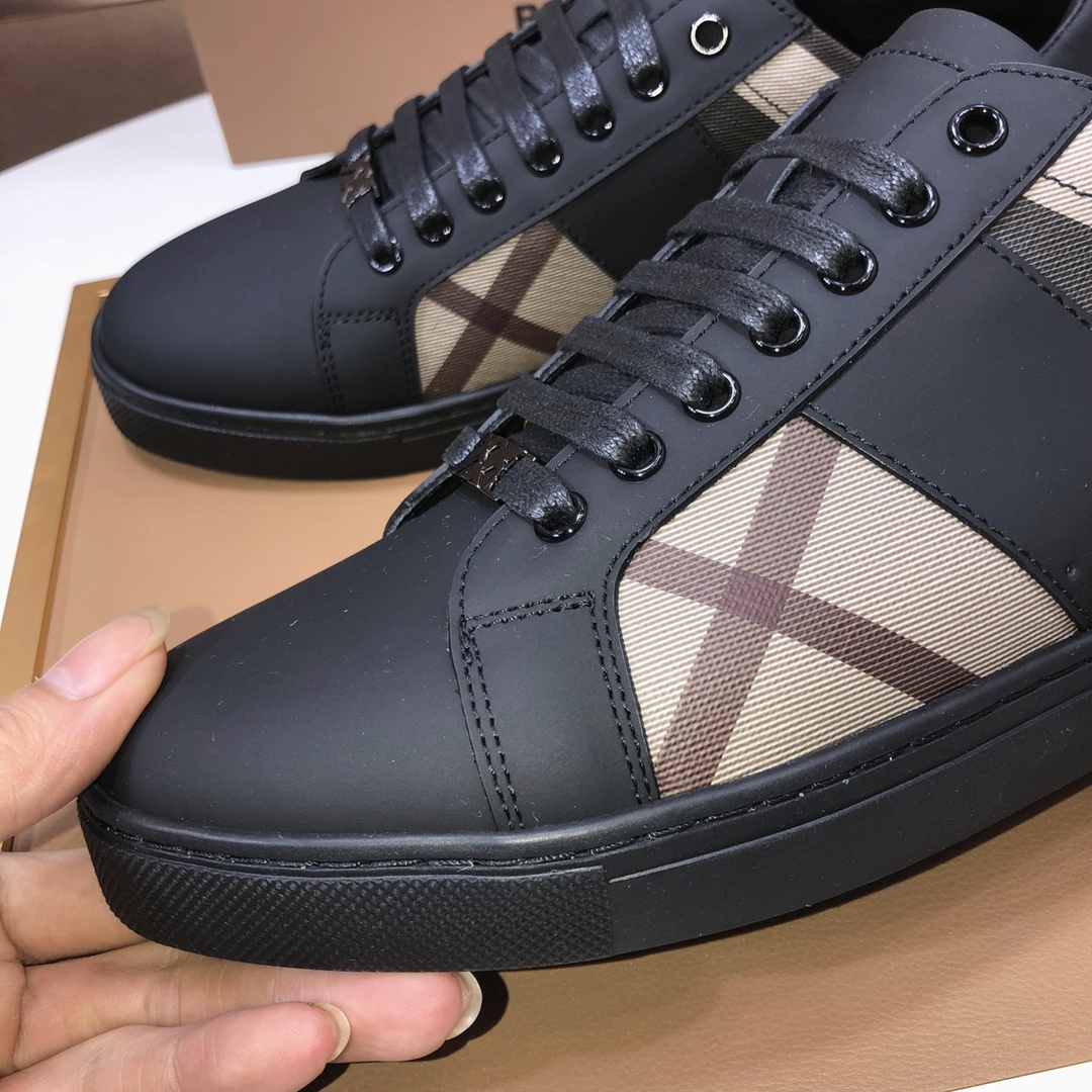 Factory lote [burberry Burberry] clásico lowtop entrenadores importados de piel de vaca con tela esc