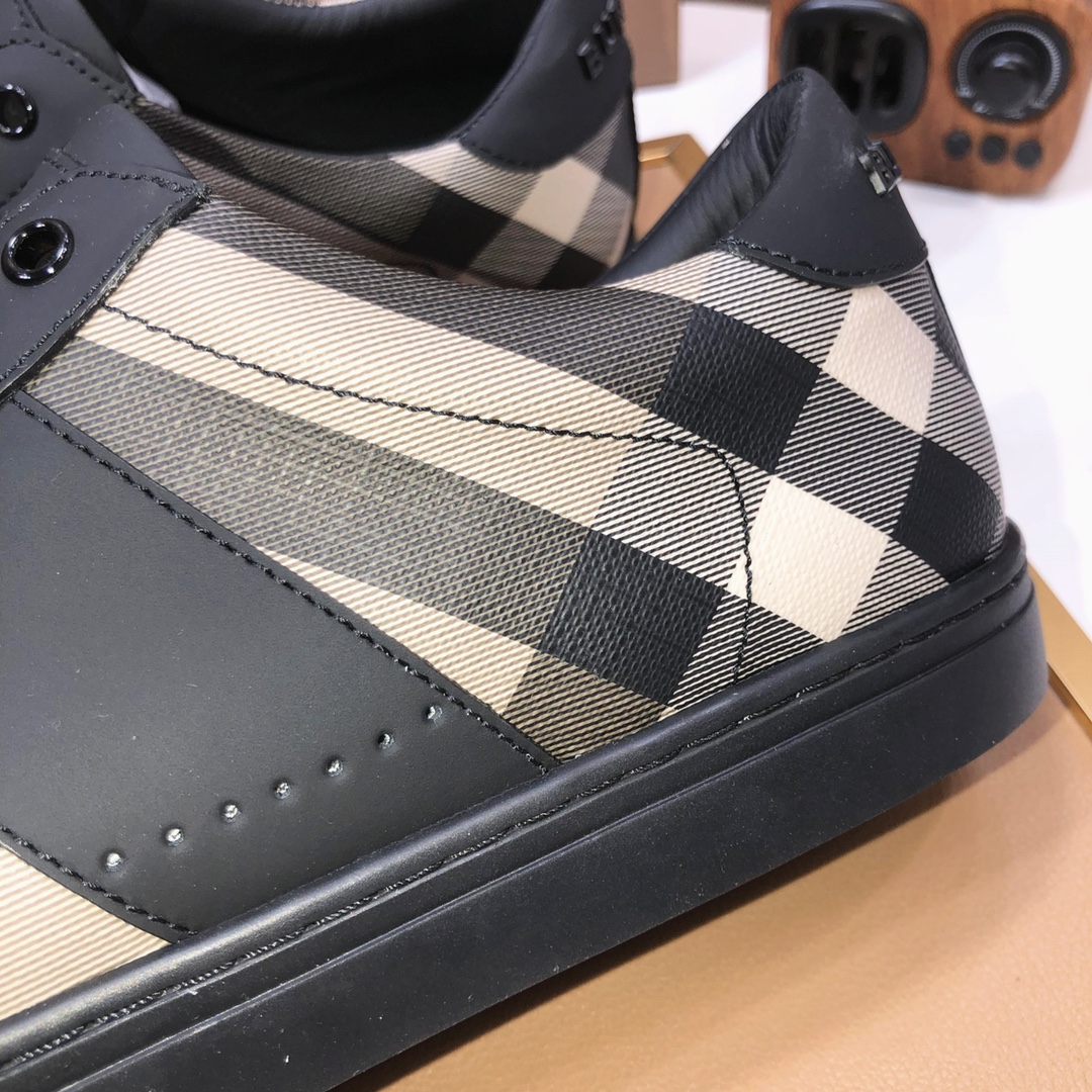 Factory lote [burberry Burberry] clásico lowtop entrenadores importados de piel de vaca con tela esc