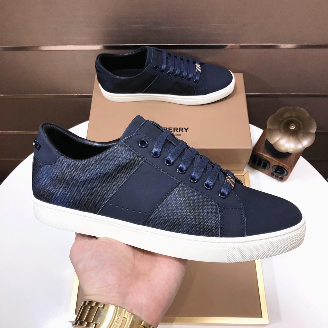 Factory lote [burberry Burberry] clásico lowtop entrenadores importados de piel de vaca con tela esc