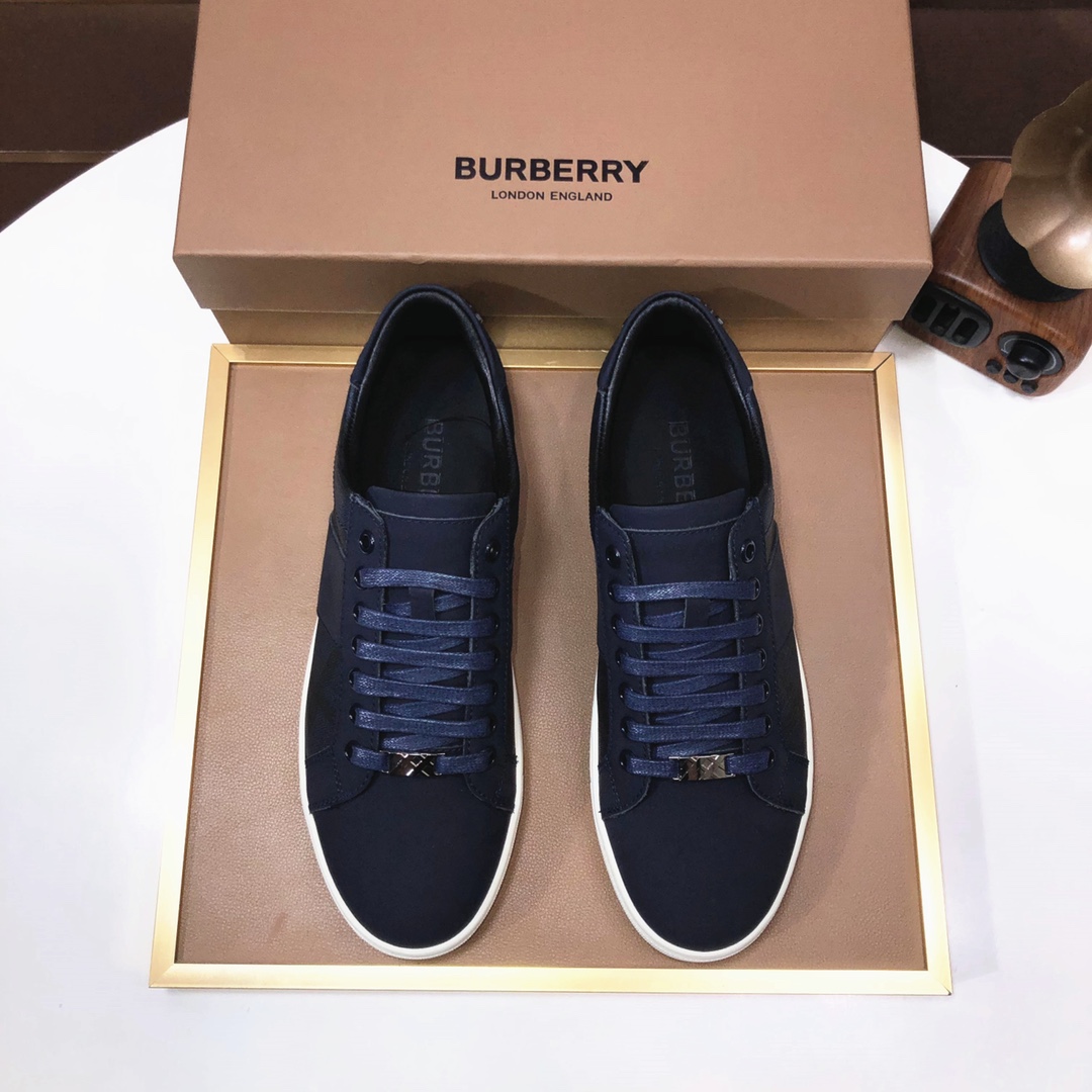 Factory lote [burberry Burberry] clásico lowtop entrenadores importados de piel de vaca con tela esc