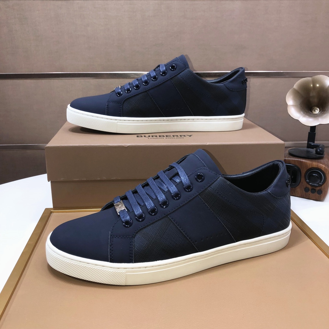 Factory lote [burberry Burberry] clásico lowtop entrenadores importados de piel de vaca con tela esc