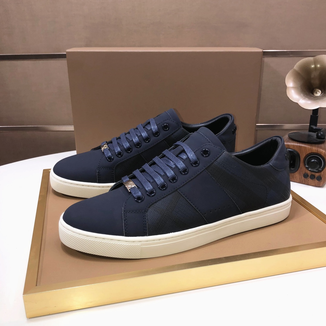 Factory lote [burberry Burberry] clásico lowtop entrenadores importados de piel de vaca con tela esc
