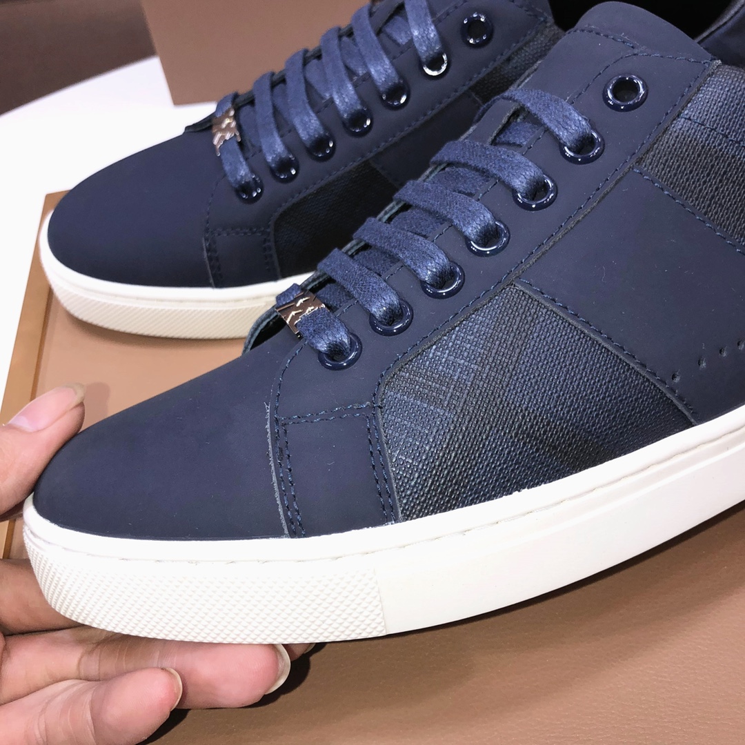 Factory lote [burberry Burberry] clásico lowtop entrenadores importados de piel de vaca con tela esc