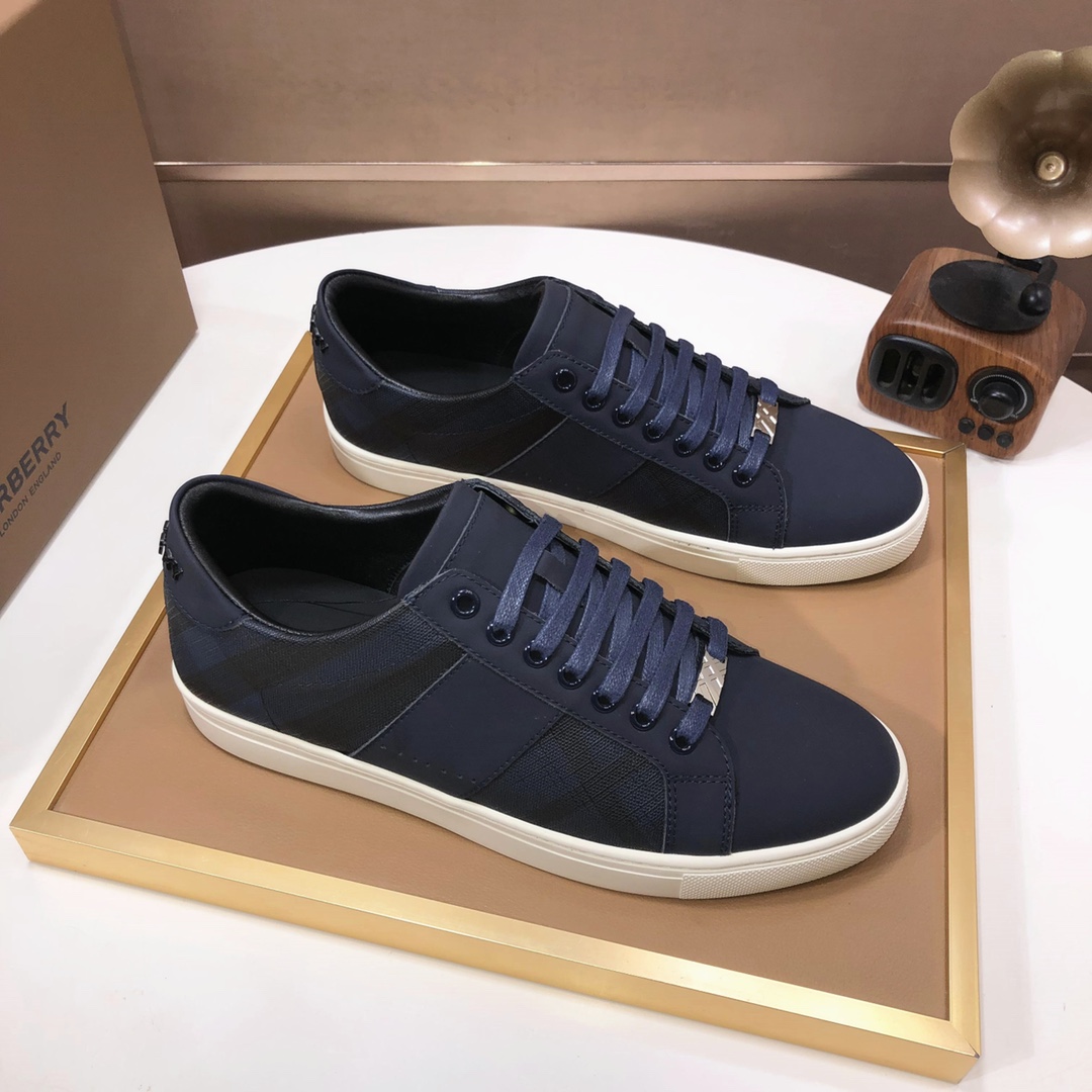 Factory lote [burberry Burberry] clásico lowtop entrenadores importados de piel de vaca con tela esc