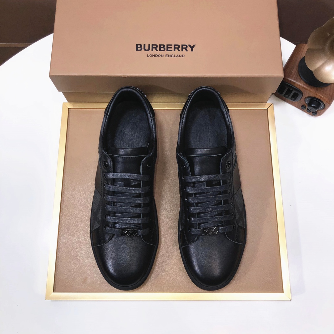 Factory lote [burberry Burberry] clásico lowtop entrenadores importados de piel de vaca con tela esc
