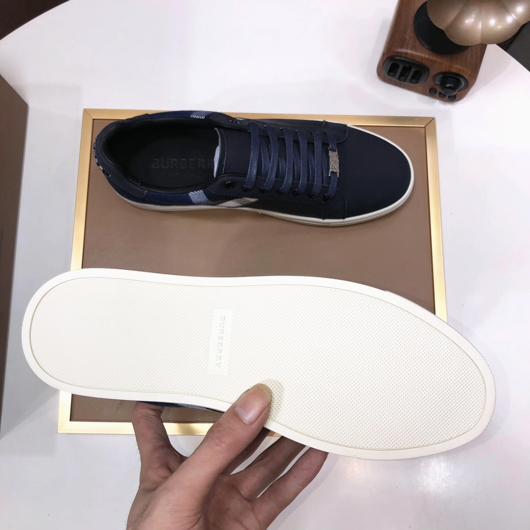 Factory lote [burberry Burberry] clásico lowtop entrenadores importados de piel de vaca con tela esc