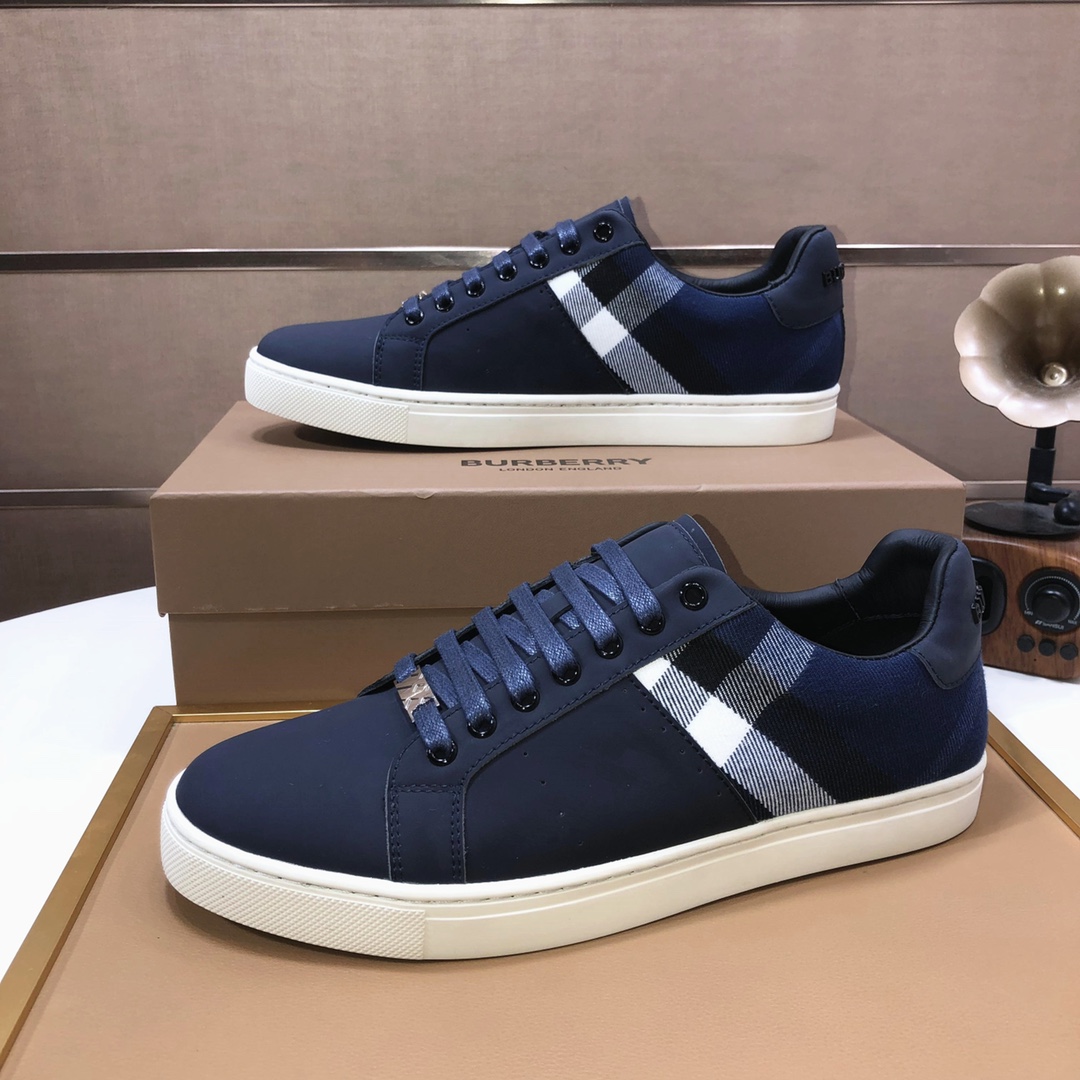 Factory lote [burberry Burberry] clásico lowtop entrenadores importados de piel de vaca con tela esc