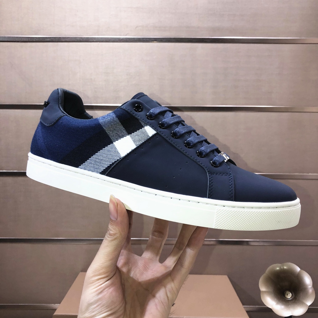 Factory lote [burberry Burberry] clásico lowtop entrenadores importados de piel de vaca con tela esc