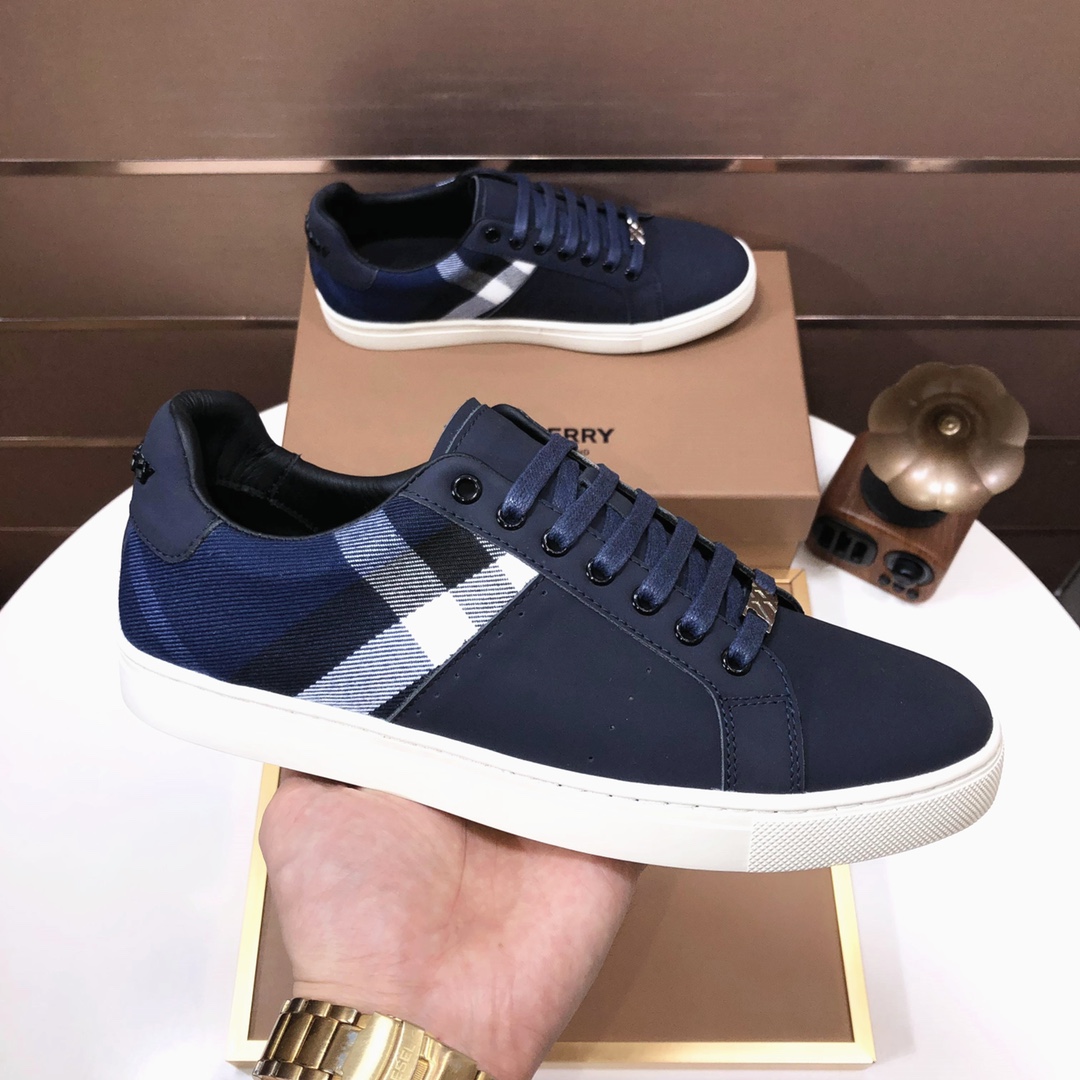 Factory lote [burberry Burberry] clásico lowtop entrenadores importados de piel de vaca con tela esc