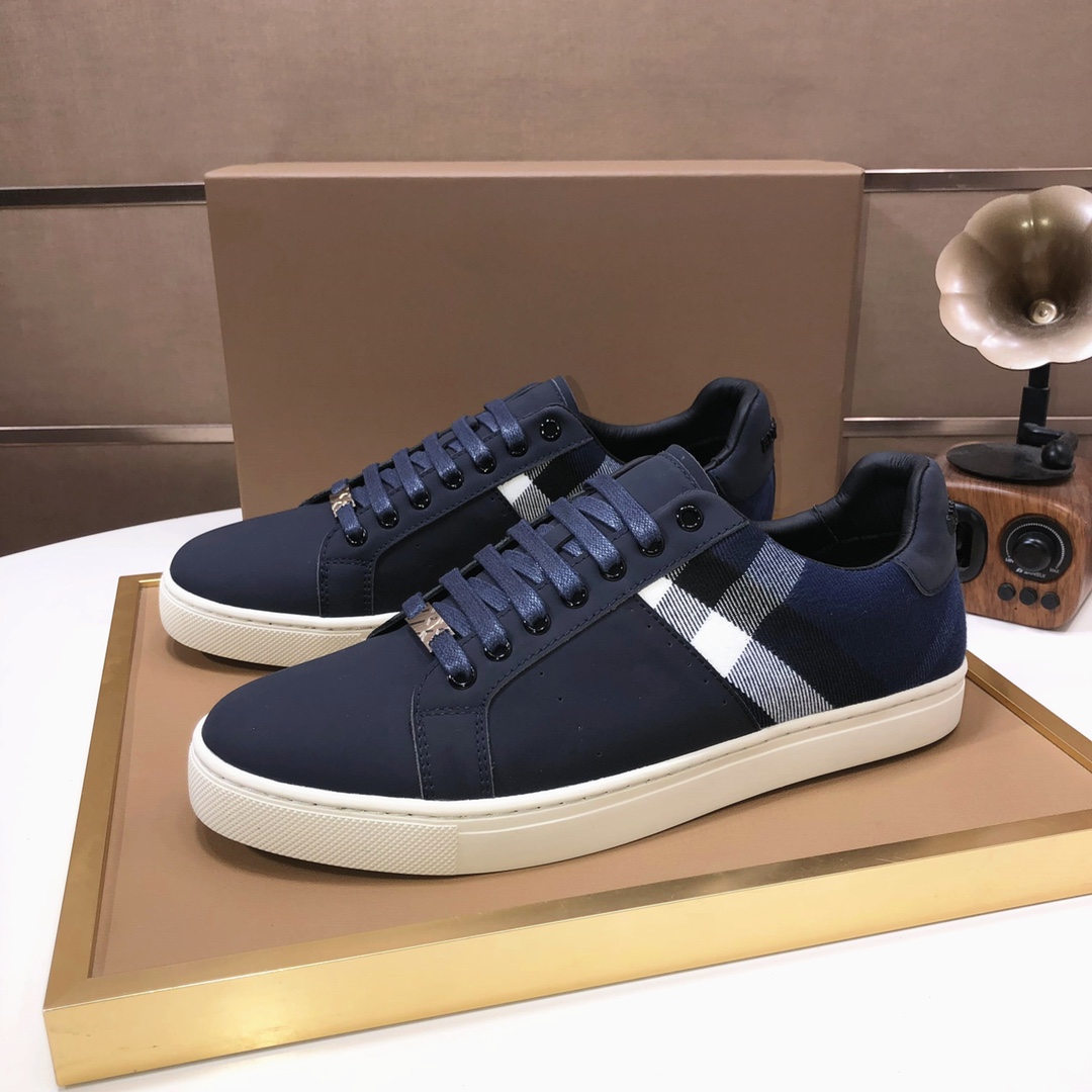 Factory lote [burberry Burberry] clásico lowtop entrenadores importados de piel de vaca con tela esc