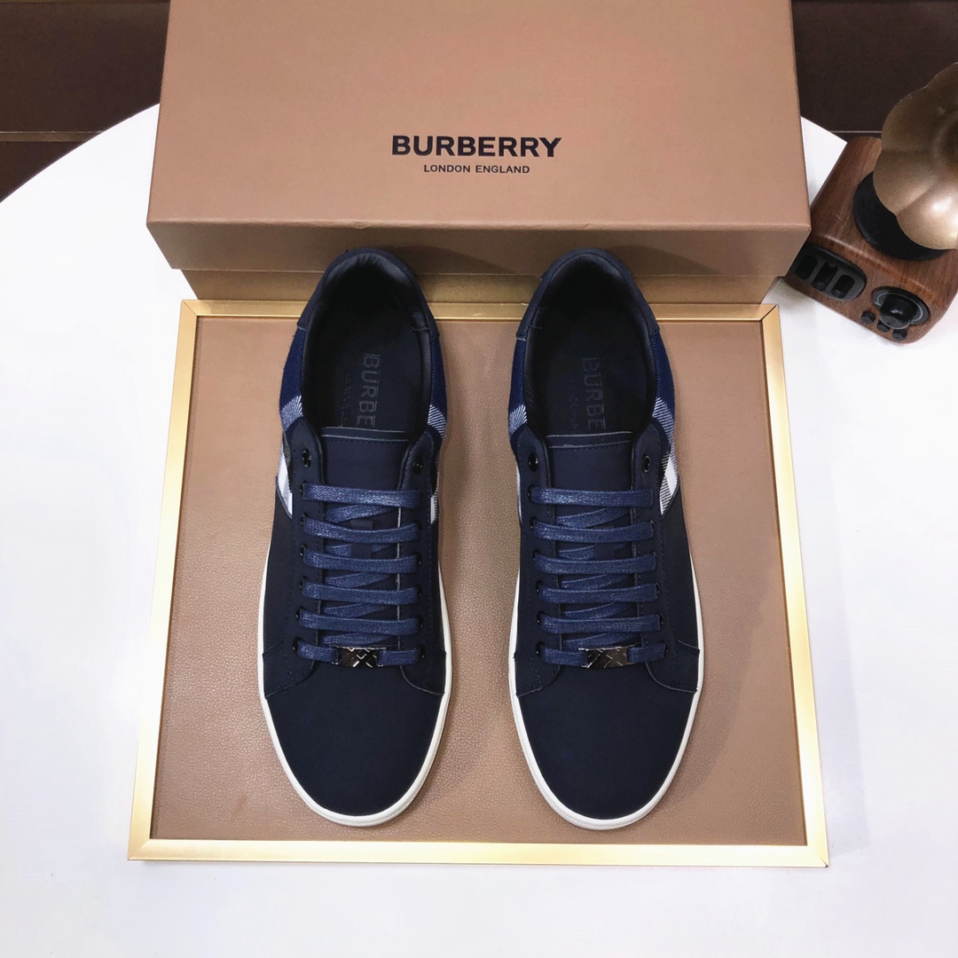 Factory lote [burberry Burberry] clásico lowtop entrenadores importados de piel de vaca con tela esc