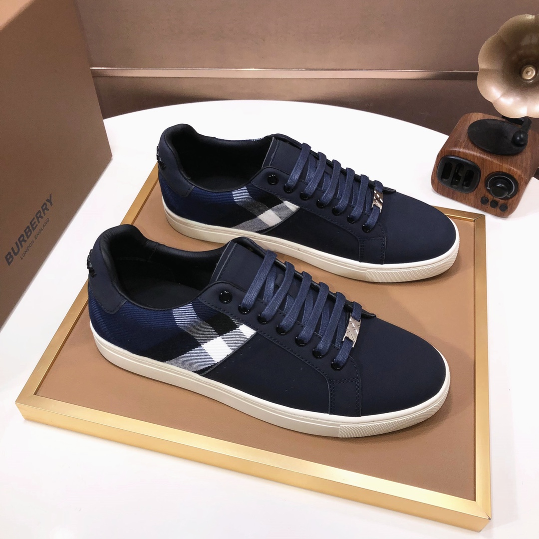 Factory lote [burberry Burberry] clásico lowtop entrenadores importados de piel de vaca con tela esc