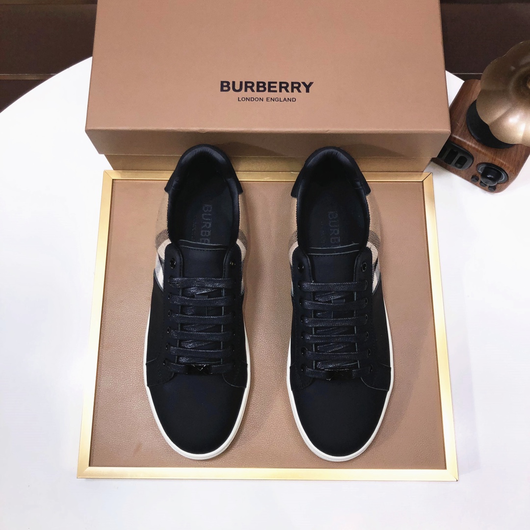 Factory lote [burberry Burberry] clásico lowtop entrenadores importados de piel de vaca con tela esc