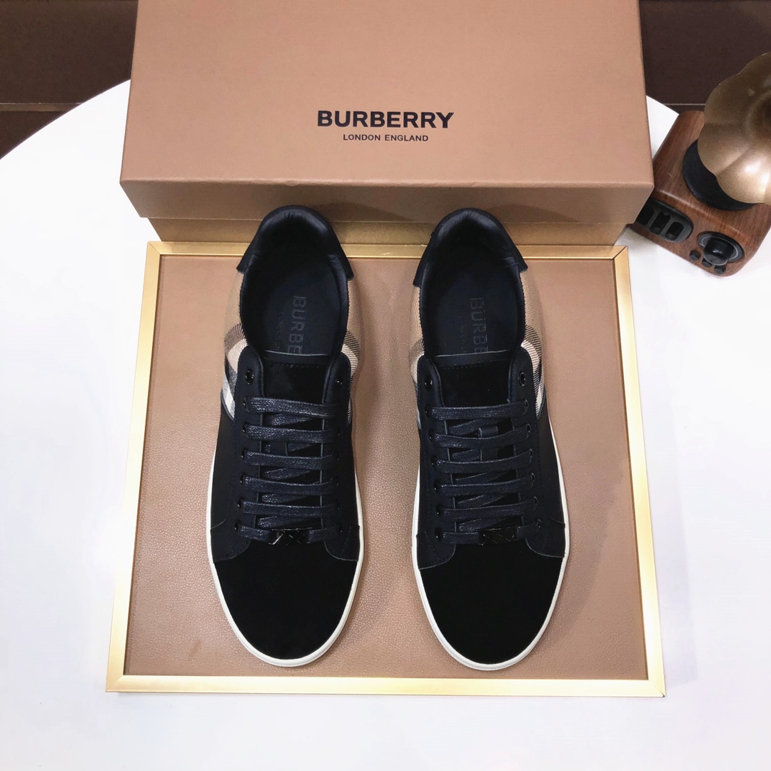 Factory lote [burberry Burberry] clásico lowtop entrenadores importados de piel de vaca con tela esc