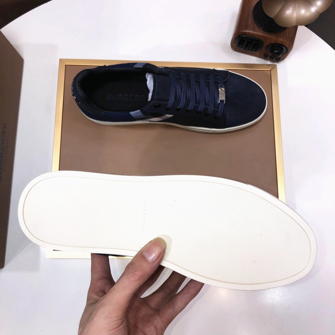 Factory lote [burberry Burberry] clásico lowtop entrenadores importados de piel de vaca con tela esc