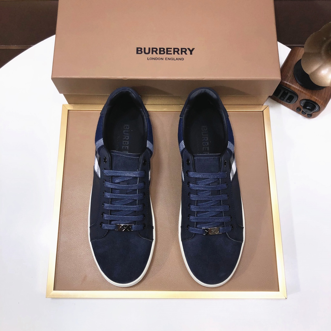 Factory lote [burberry Burberry] clásico lowtop entrenadores importados de piel de vaca con tela esc