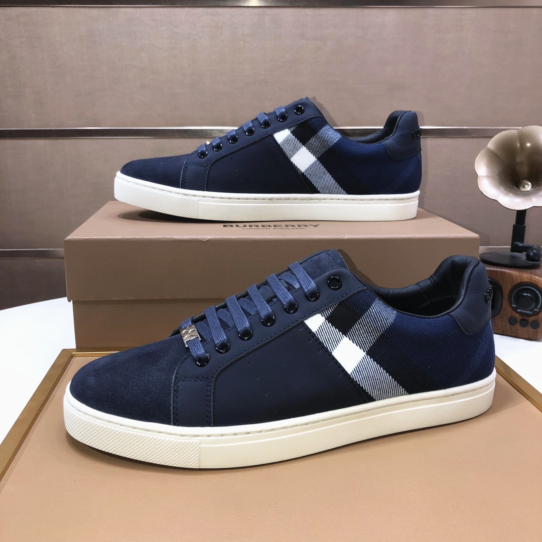 Factory lote [burberry Burberry] clásico lowtop entrenadores importados de piel de vaca con tela esc