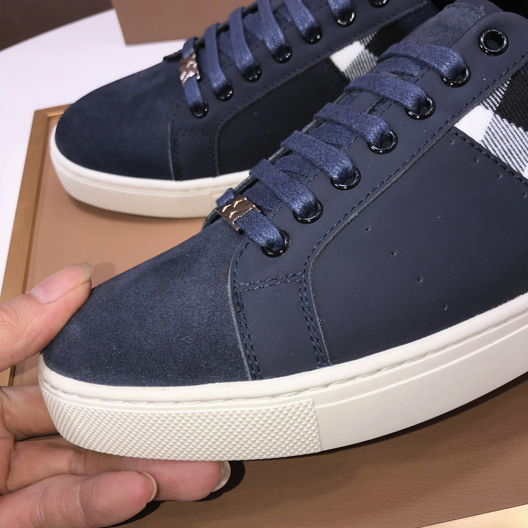 Factory lote [burberry Burberry] clásico lowtop entrenadores importados de piel de vaca con tela esc