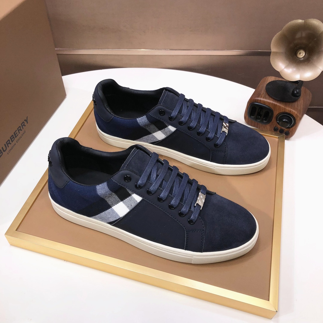 Factory lote [burberry Burberry] clásico lowtop entrenadores importados de piel de vaca con tela esc