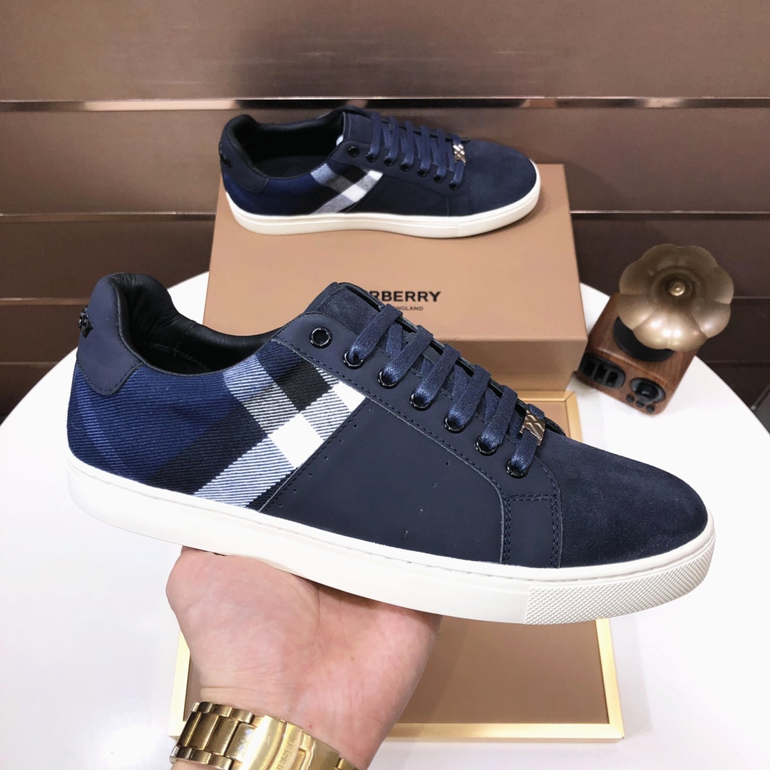 Factory lote [burberry Burberry] clásico lowtop entrenadores importados de piel de vaca con tela esc